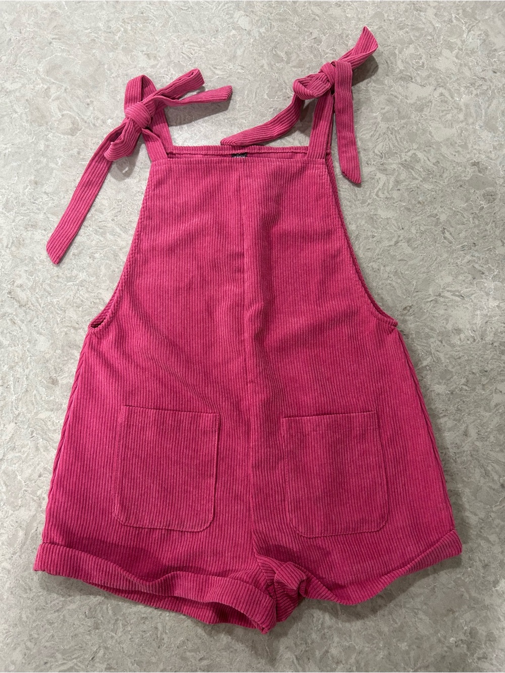 Pre-teen/Teen SHEIN Pink Corduroy Tie-Shoulder One-Piece Romper NWOT